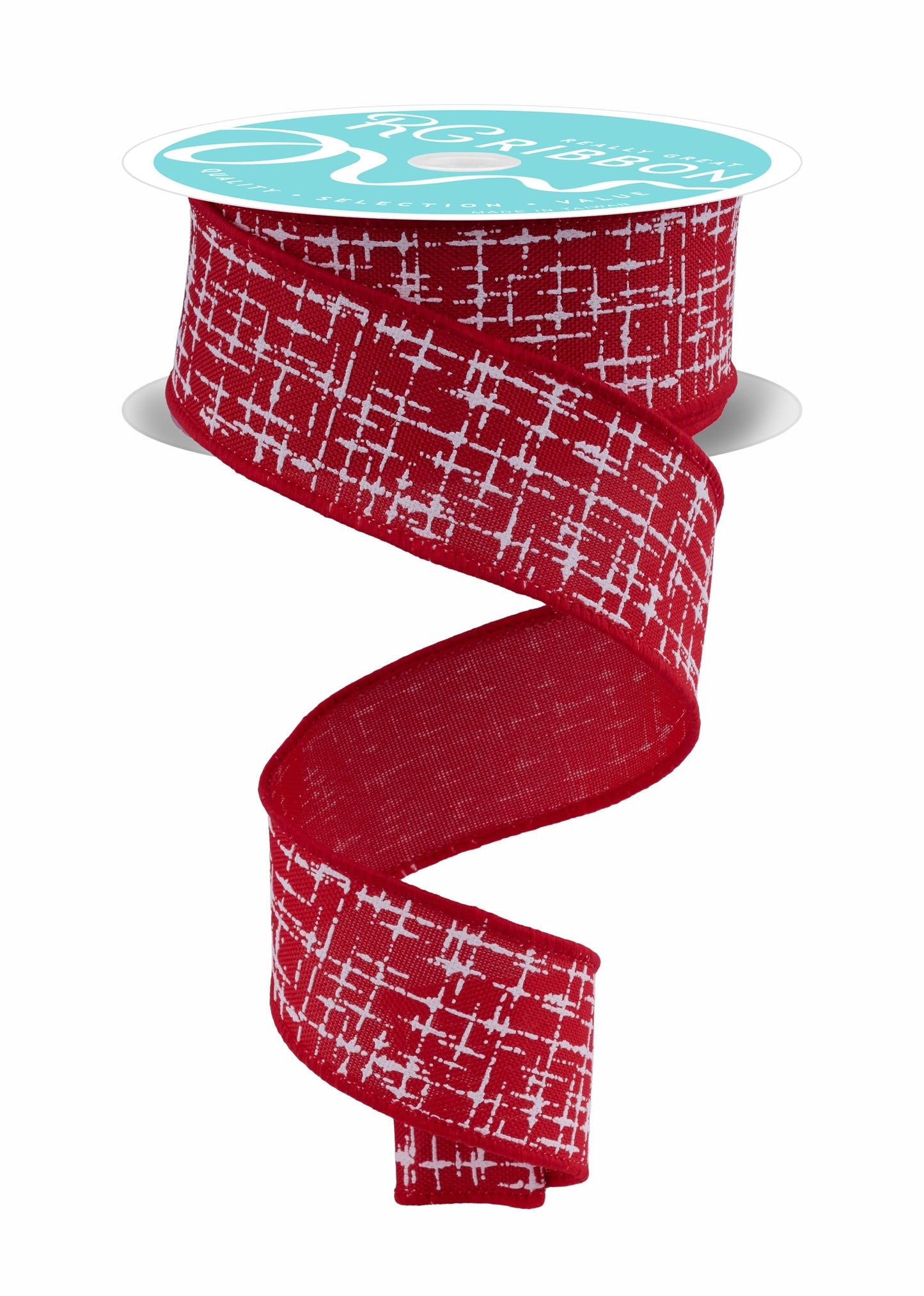 RGF168624 1.5" x 10yd Knit Look Texture Red/White