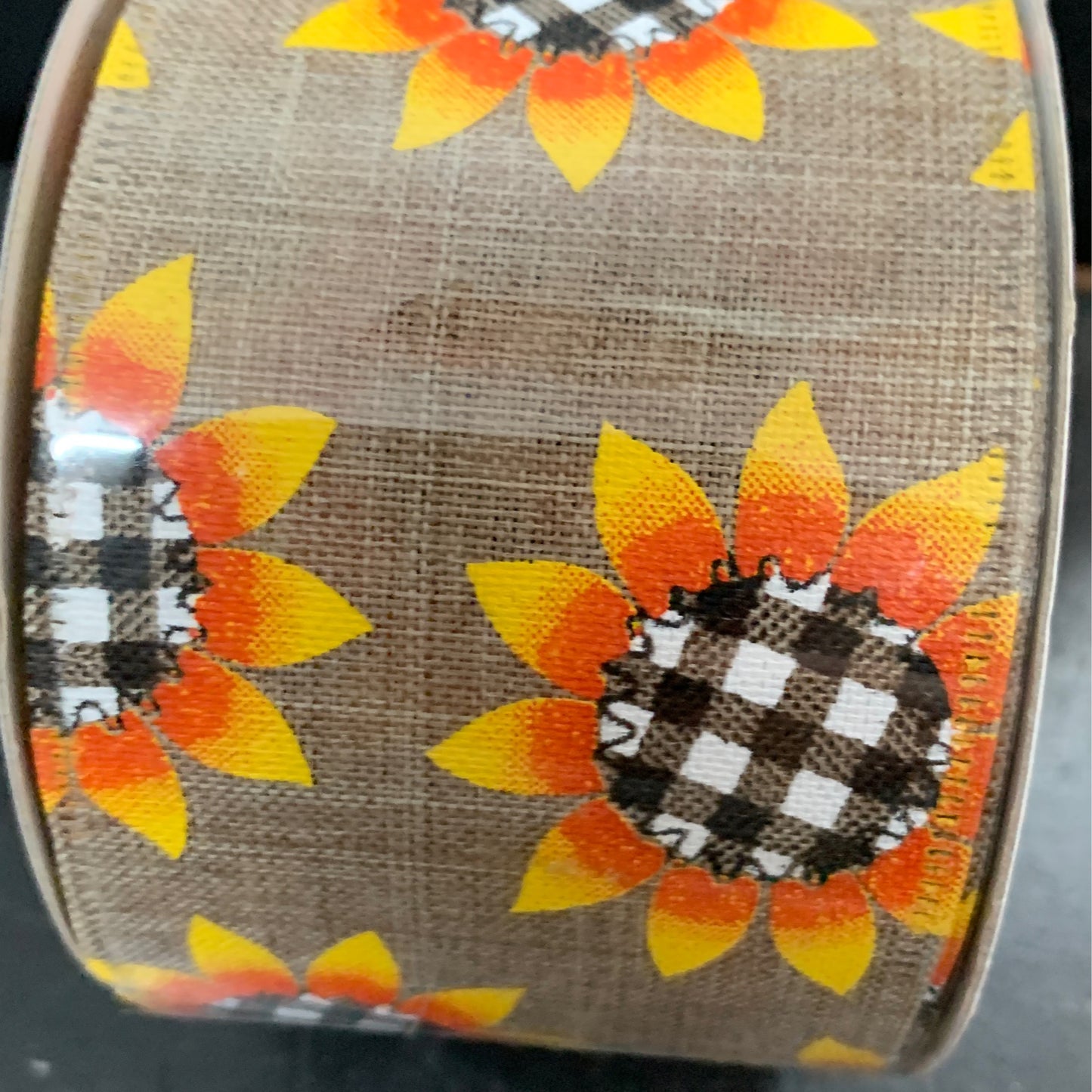 650024049 2.5X10YD Sunflower BW Plaid Centers Brw,Ylw,Blk,Wh,Org