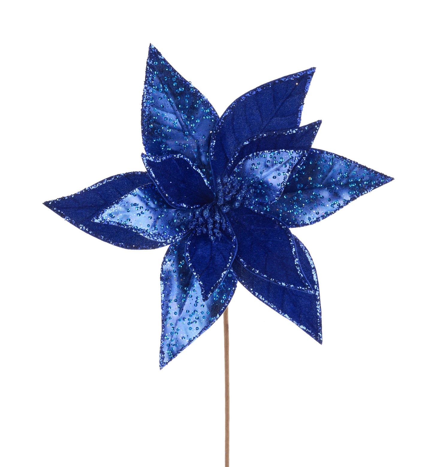 XS4158H8 12"Dia Velvet/Met Poinsettia, 22"Oal Multi Blue