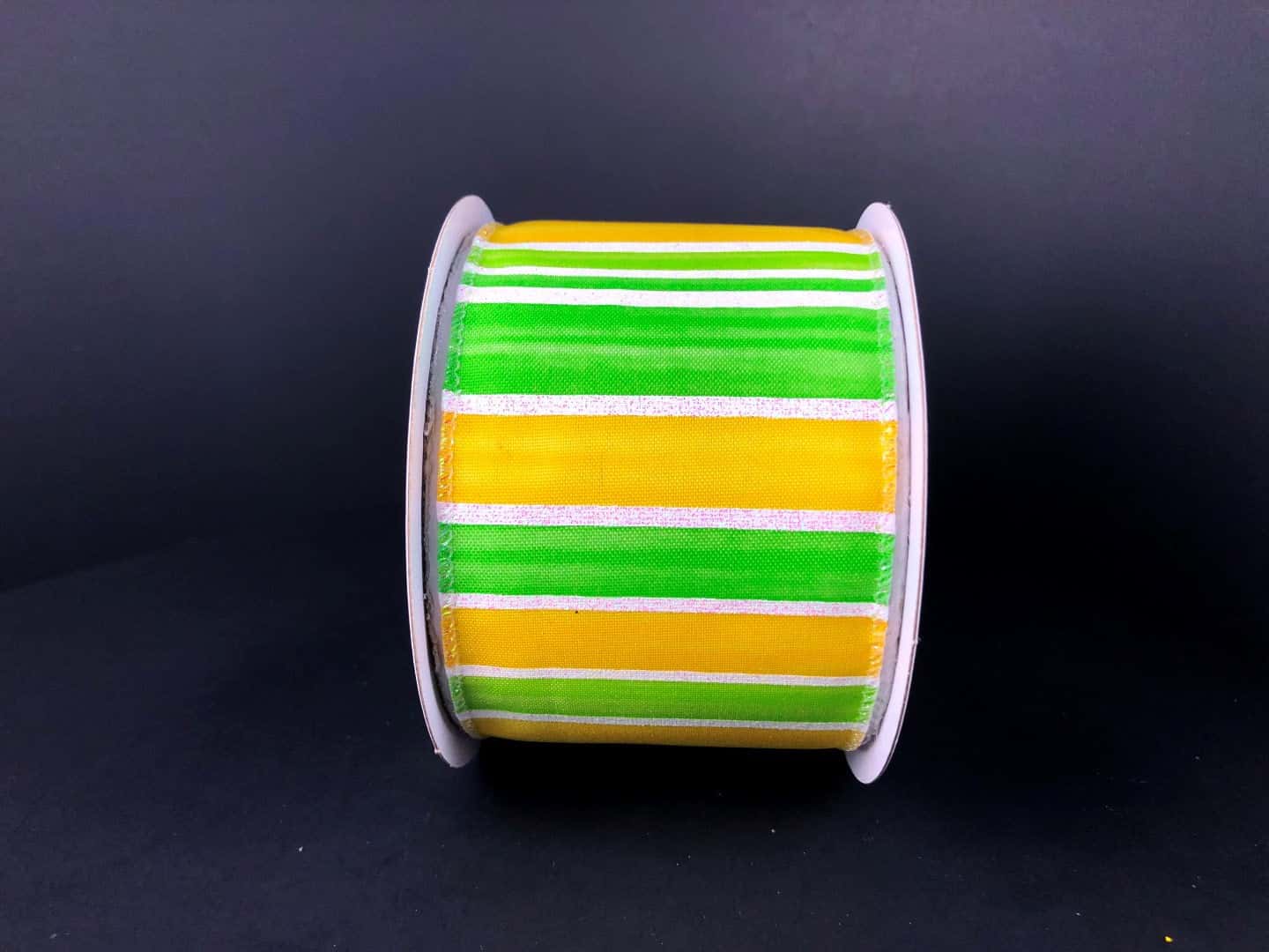 41126-40-29 2.5"X10YDS Ombre Stripe/Irid Lines Ylw/Lim/Wht