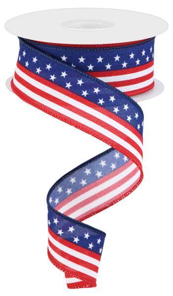 RGC13047J 1.5" x 10yd Stars And Stripes/Faux Royal White/Royal Blue/Red