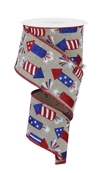 RGE120018 2.5" x 10yd Firecrackers Natural/Red/White/Blue