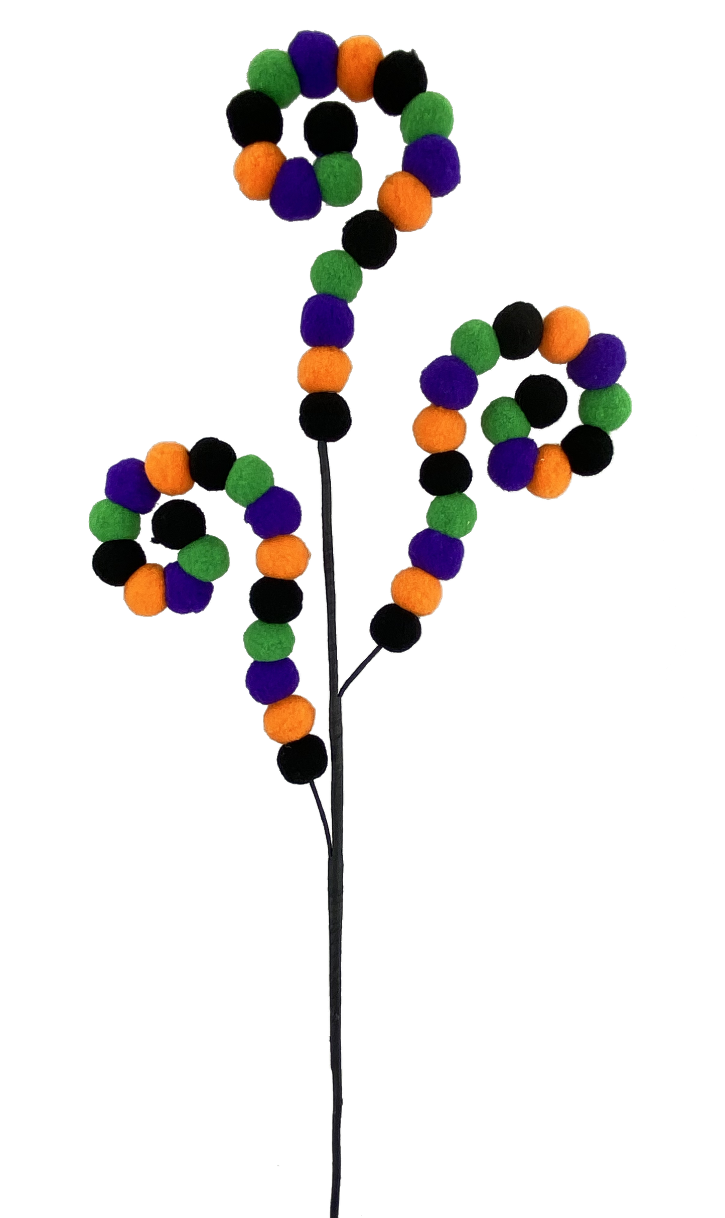 56894PUGNOR 26"H Felt Ball Spiral Curly Spray Purple/Green/Orange