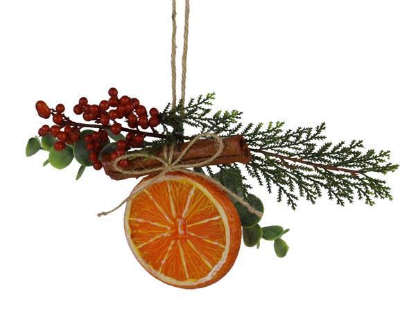 EF5191 3.25"Dia Orange Slice Ornament Orange/Green/Natural