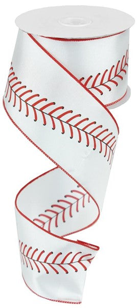 RG1799 2.5" x 10yd Baseball Stitching Light Cream/Black/Red