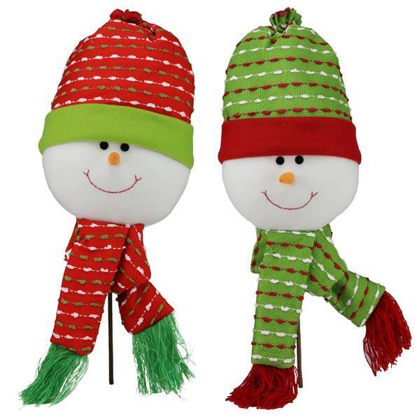 XN593199 21"Oah Snowman Head Pick Red/Lime Green/White