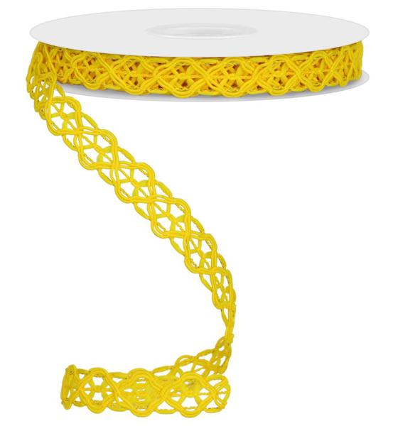 RN58618N 5/8" x 10yd Open Weave Trim, Wired Sun Yellow