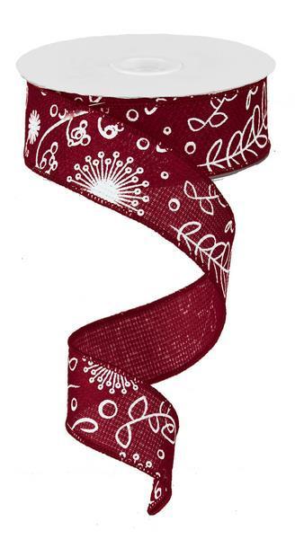 RG14688X 1.5"X10YDS Flower/Plants Red/White