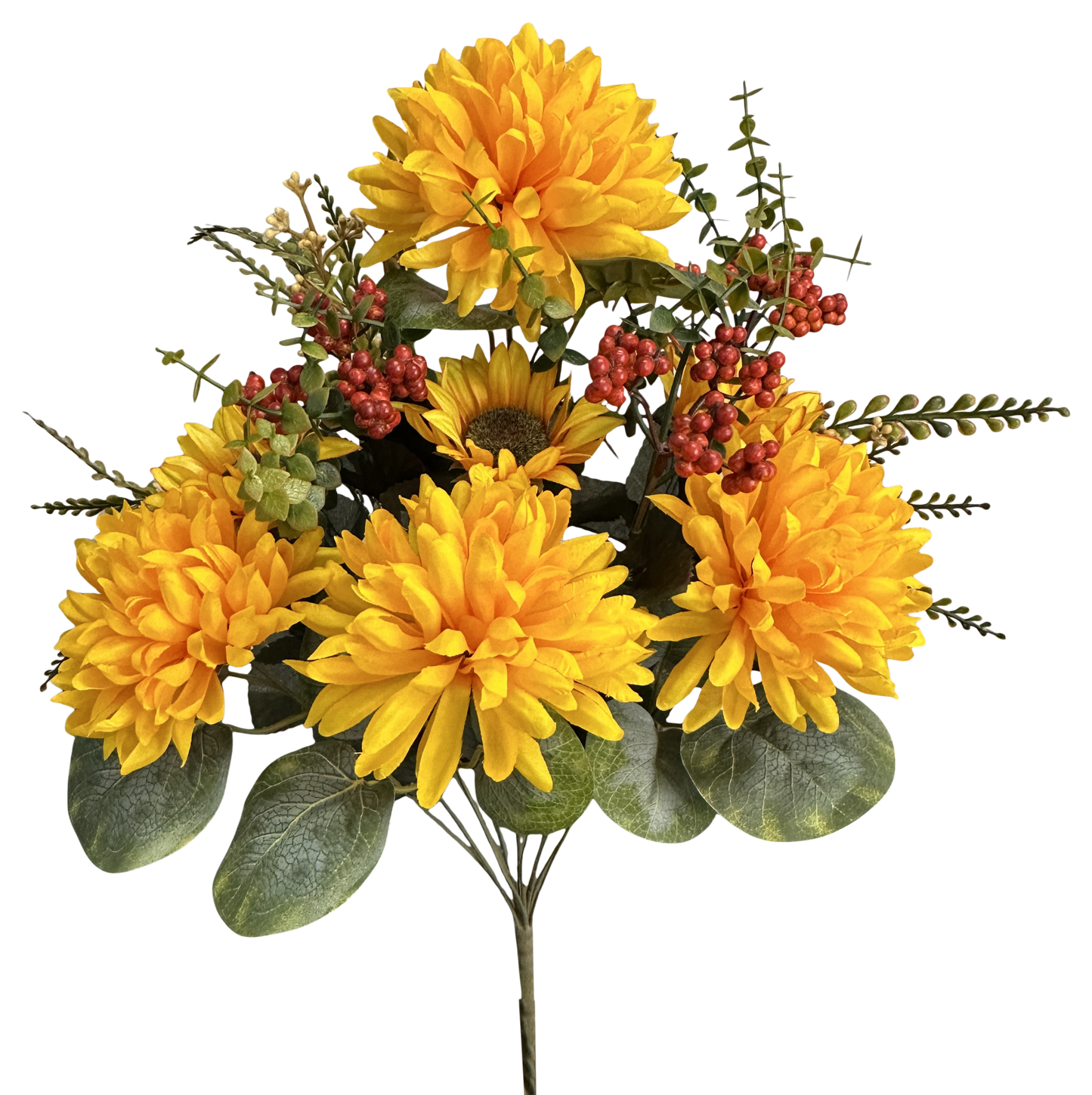 57529DGYW H21" Ball Mum Sunflower Berry Bush X14