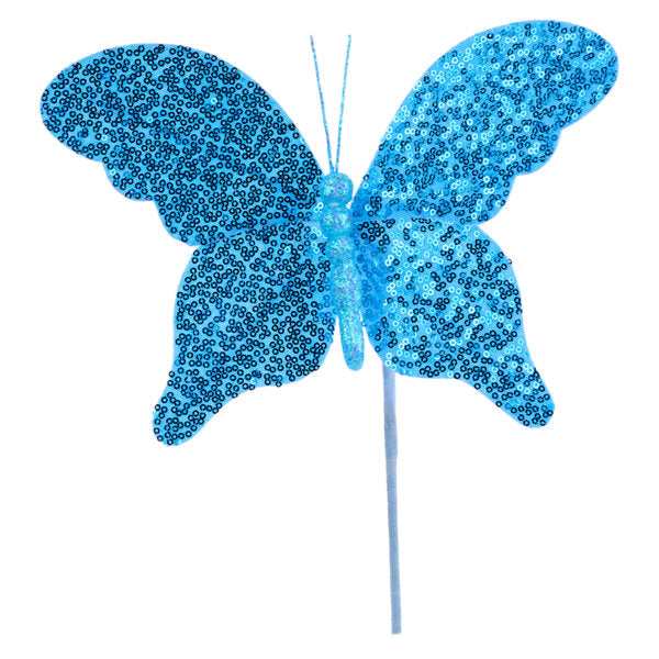 MN038503 11"L Sequin Butterfly Pick Blue