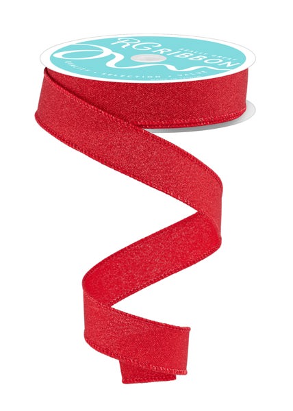 RGE778924 7/8" x 10yd Fine Glitter On Faux Royal Red