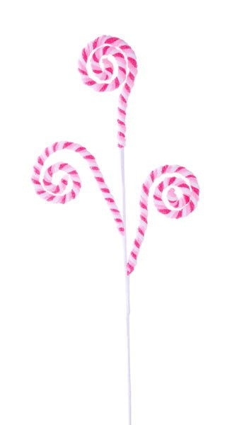 MN035938 27.5"L Glitter Velvet Rope Coil Spray Two-Tone Pink/White