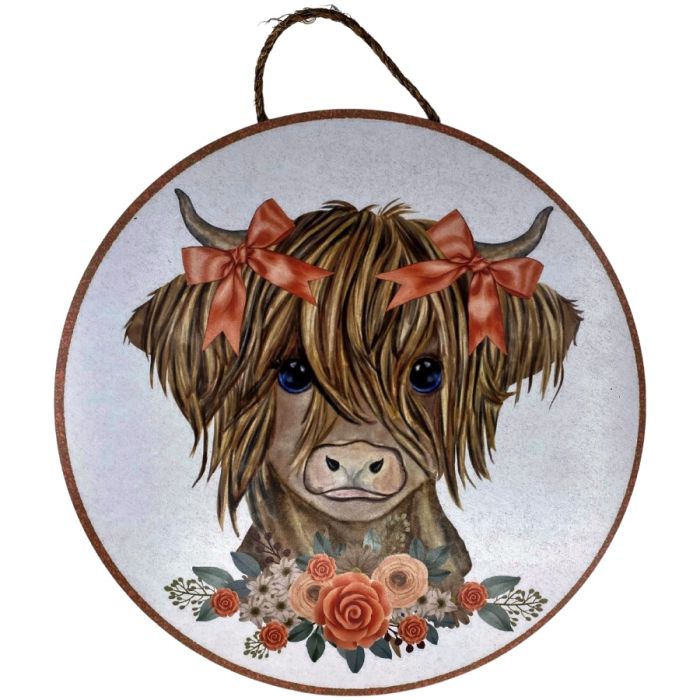 CUS1061 18" CIRCLE COW PEACH BORDER Peach