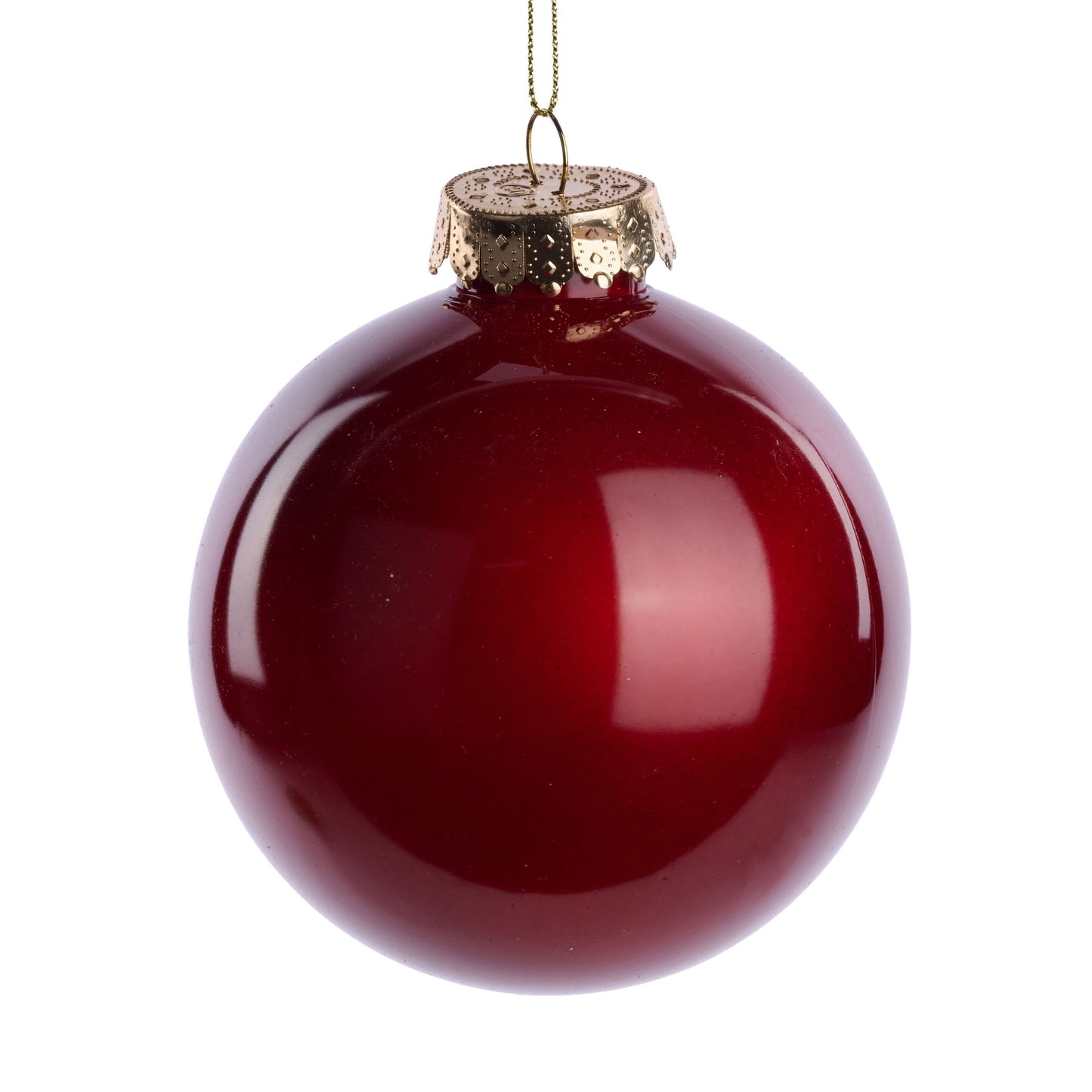 XH966105 100Mm Dia Lacquer/Glass Look Ornament Burgundy