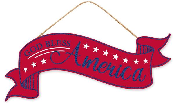 AP8866 15"L x 6.25"H Glitter America Banner Red/White/Blue