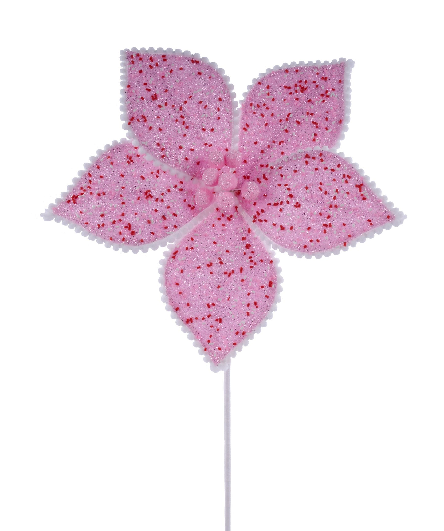 XS4171J8 22"L Glttr/Sprinkles/Snowball Poinsettia Pink/Red/White