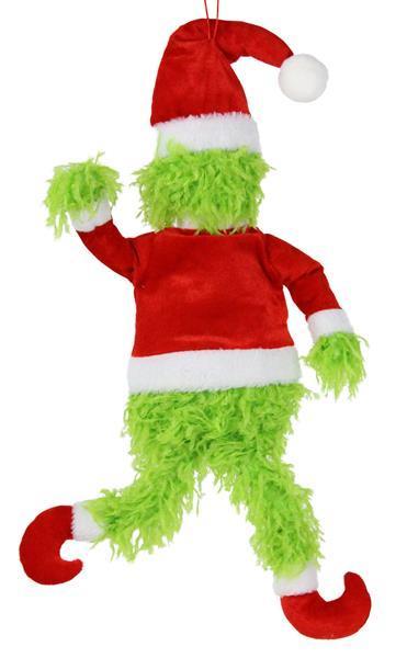 XJ5186 21"L Furry Elf In Santa Suit Lime Green/Red/White