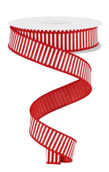 RG778024 7/8" x 10yd Horizontal Stripes/Royal Red/White