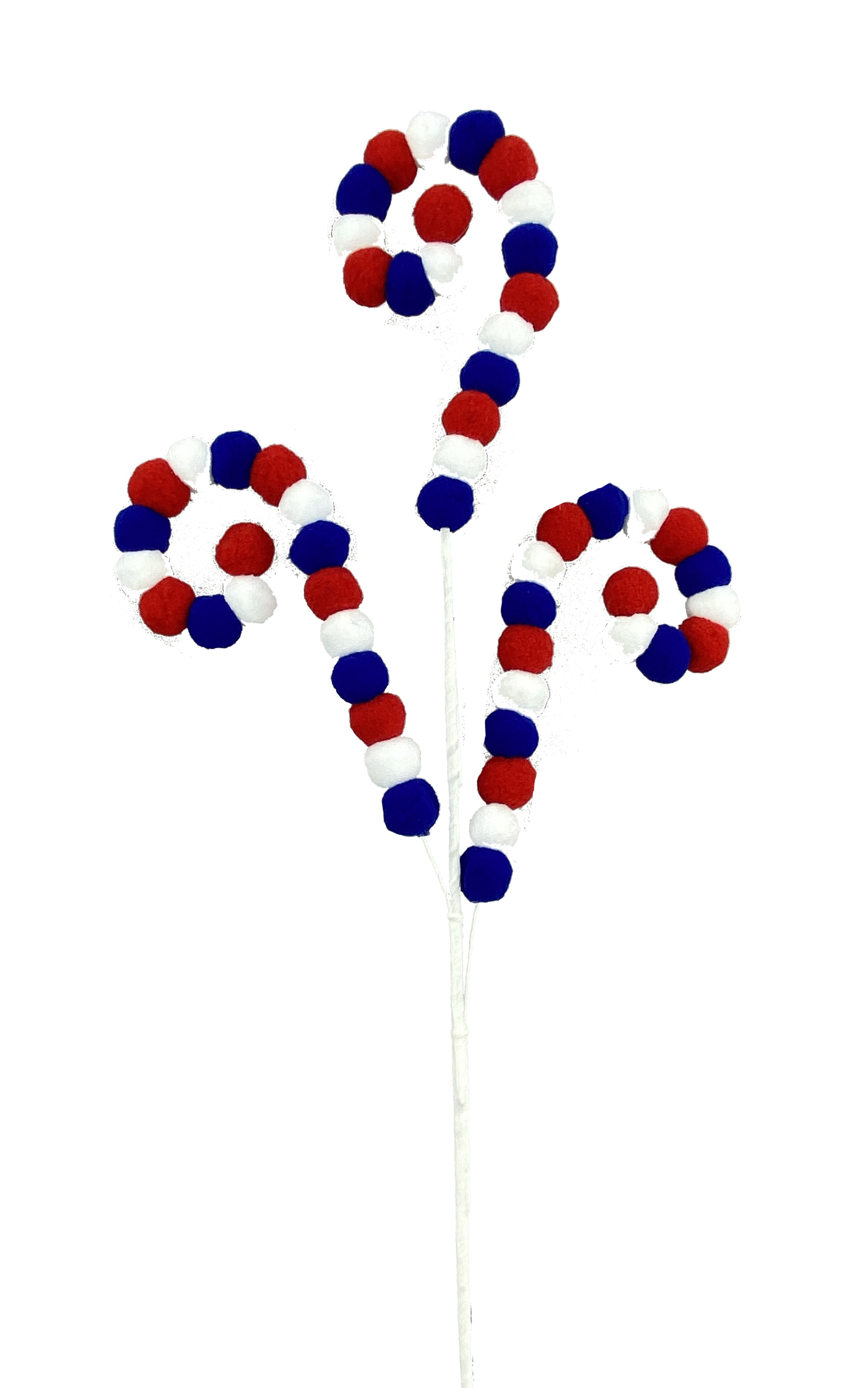 74197RWB 30"H Felt Ball Curly SprayX3 Red/White/Blue