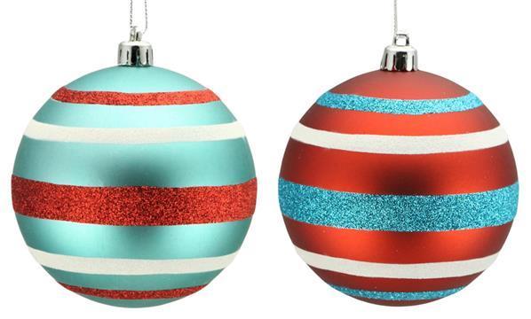XH9456YA 100Mm Horizontal Stripe Ball; Red/Turquoise/Wht