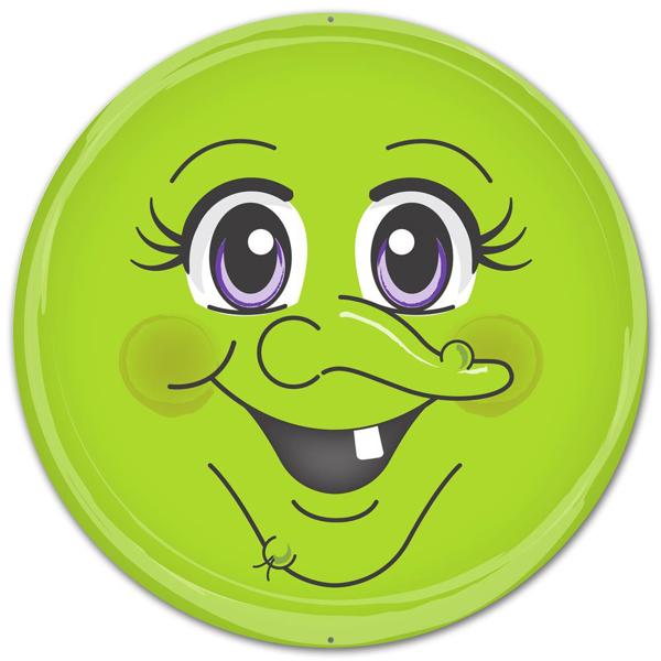MD0326 12”DIA Metal Witch Face Green/Black/White Green/Black/White