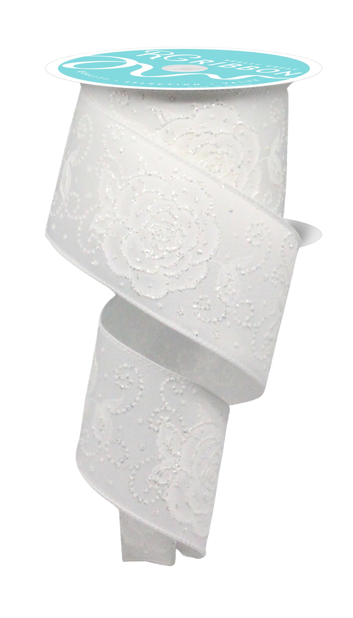 RGF162927 2.5" x 10yd Raised Roses White