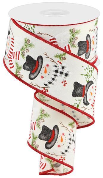 RGC170033 2.5" x 10yd Snowman/Pine/Trees Ivory/Red/Blk/Grn