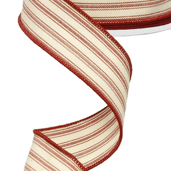 RG0145724 1.5"X10yd Ticking Beige/Dk Red