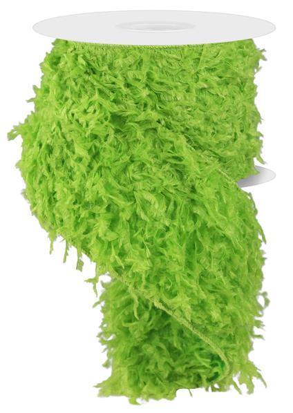 RN588609 4"X10YDS Furry Ribbon Green