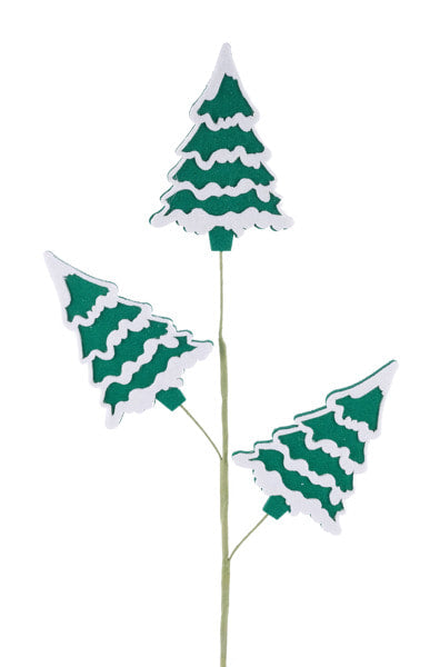 XP018106 30"H Glitter/Felt Pine Tree Spray Emerald/White