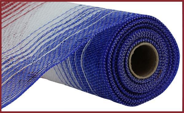 RY8610H3 10.25" x 10yd Metallic Ombre Mesh Red/White/Blue