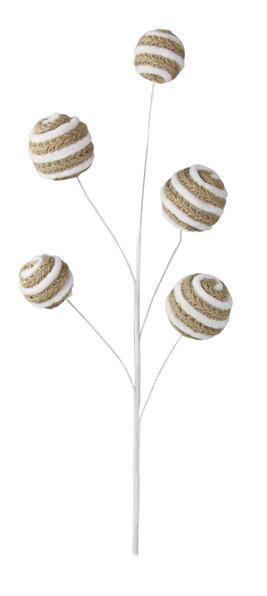 MN0218 28"L Striped Jute/Yarn Ball Spray Natural/White