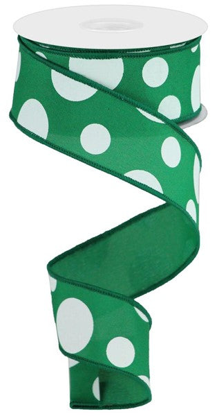 RGB114706 1.5" x 10yd Giant Three Size Dot/Pg Emerald Green/White