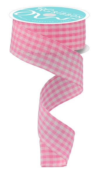 RG01048TK 1.5" x 10yd Gingham Check Light Pink/White