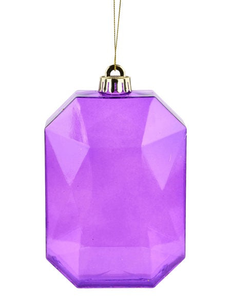 XJ544884 6.25"L x 4.25"W Rectangle Gem Ornament Purple