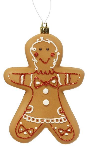 XY8034MA 6"H X 4"L Gingerbread Ornament Brown/White/Red