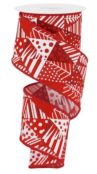 RGE183156 2.5" x 10yd Triangle Multi Tree White/Red Multi