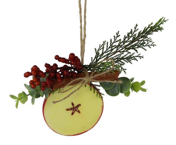 EF5192 3.25"Dia Apple Slice Ornament Red/Green/Natural