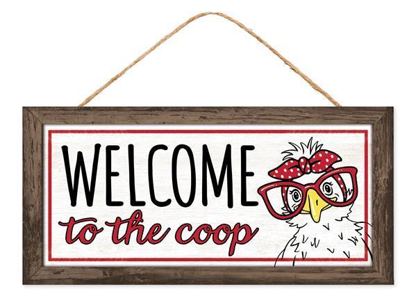 AP7316 12.5"L Welcome To The Coop Sign Blk/Wht/Red/Ylw/Brn