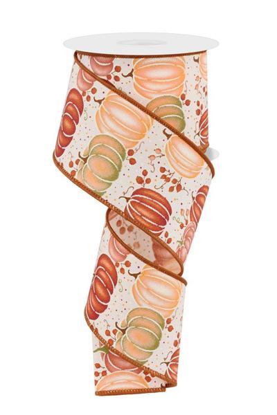 RGE198330 2.5" x 10yd Pumpkins/Berries Ivry/Brw/Wine/Sage