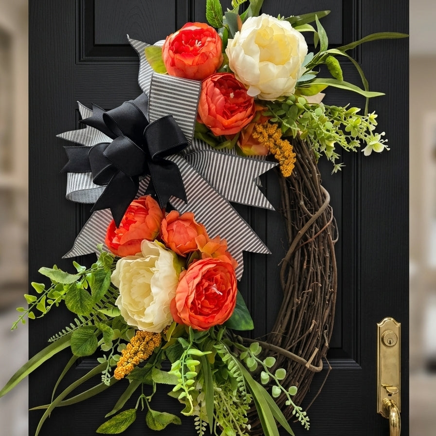 Peony Grapevine Oval Wreath Class