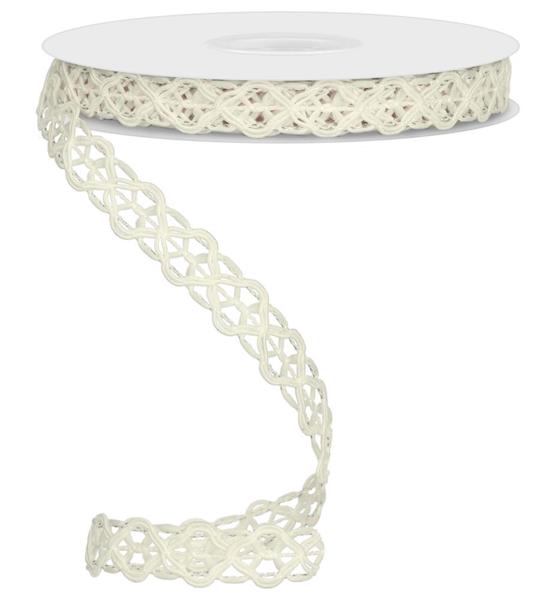 RN586130 5/8" x 10yd Open Weave Trim, Wired Ivory