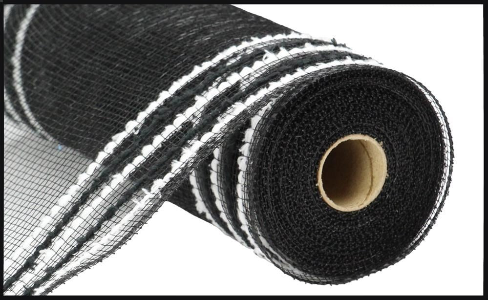 RY811662 10.25" x 10yd Drift/Pp Wide Border Mesh Black/White