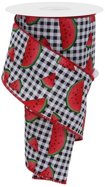 RGE1063 2.5" X 10Yd Watermelon Slice/Gingham Black/Red/Green