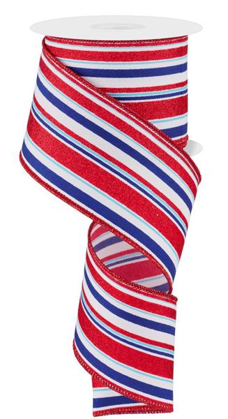 RGE1822KY 2.5" x 10yd Vertical Stripe Wht/Lt Blue/Ryl Blue/Red