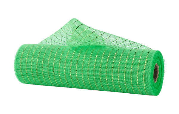 RY500130 10.25" x 10yd Fine Weave Metallic Mesh Lime Green W/Lime Foil