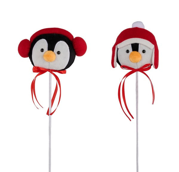 XP103524 15"L Fabric Penguin Head Pick Red/Blk/Wht/Org