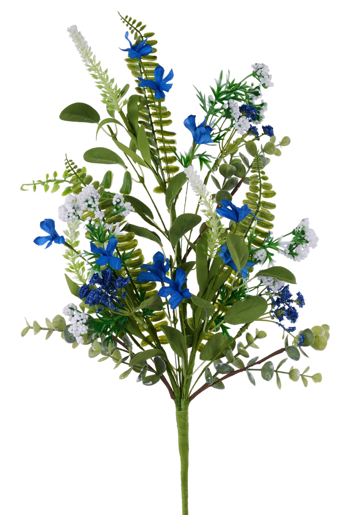 FH8224C9 27"L Flower/Spike/Fern/Leaf/Bead Spray Blue/White/Navy/Lt Green