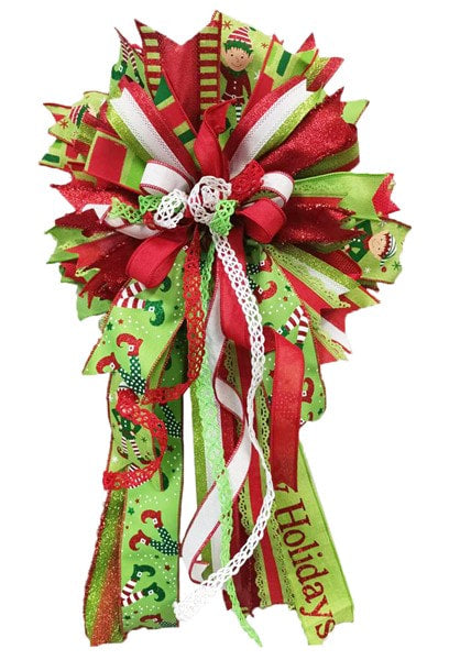 RGE146133 2.5" x 10yd Elf Legs Lime/Red/Emerald/White