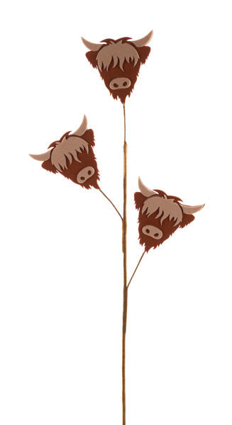 MN035241 30"H Felt Highland Cow Spray Rust Orange/Beige